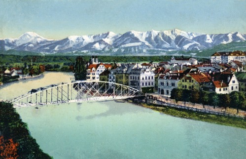 Villach 1917, mit Draubrücke