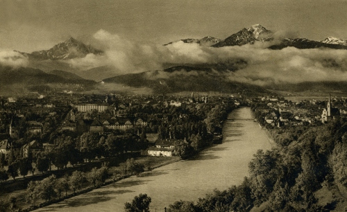 Innsbruck 1929, von der Weiherburg mit Serles und Saile