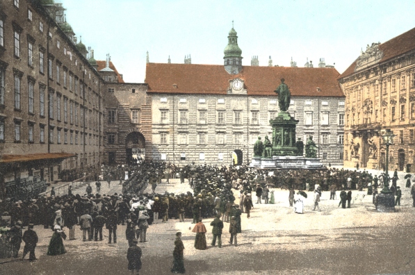 Wien 1899, Franzensplatz mit Burgmusik