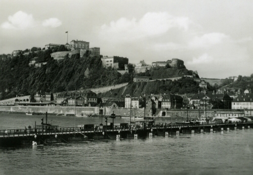 Koblenz 1938, Festung Ehrenbreitstein und Schiffsbrücke